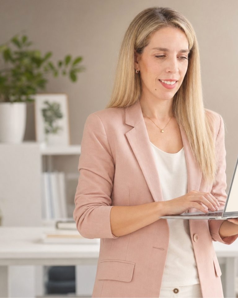dori gonzález trabajando en una consultoría estratégica de presencia digital